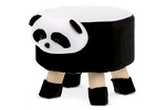 LA2008 - Taburet - panda, kombinace černé a bílé látky mikroplyš, nohy masiv kaučukovník