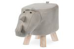 LA2015 - Taburet - nosorožec, potah světle šedá látka v dekoru kůže, nohy kaučukovník