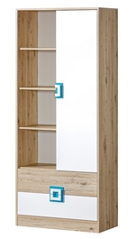 Kombinovaná skříň NIKO 4 dub jasný/bílá/tyrkys