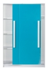 Šatní skříň s posuv. dveřmi GULLIWER 12 bílá/tyrkys lesk
