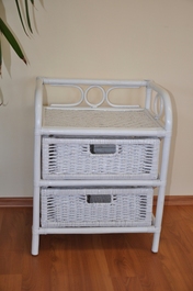 Ratanová komoda 2 zásuvky ratan bílá