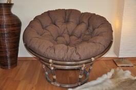 Ratanový papasan 110 cm hnědý polstr hnědý melír