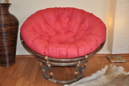 Ratanový papasan 110 cm hnědý polstr vínový melír