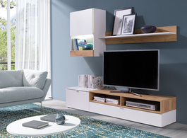 Obývací stěna MINI bílá/dub kraft zlatý