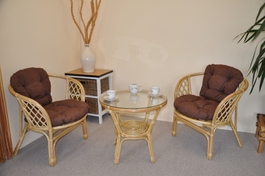 Ratanová sedací souprava Bahama malá medová polstry hnědý melír