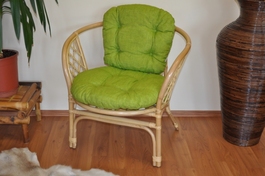 Ratanové křeslo Bahama medové polstr světle zelený melír