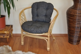 Ratanové křeslo Bahama medové polstr tmavě šedý melír