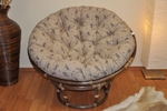 Ratanový papasan 110 cm hnědý polstr levandule