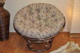Ratanový papasan 110 cm hnědý polstr levandule