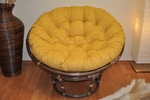 Ratanový papasan 110 cm hnědý polstr žlutý melír