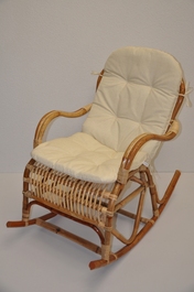 Houpací křeslo Klasik ratan semambo natural - polstr béžový melír