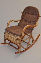 Houpací křeslo Klasik ratan semambo natural - polstr hnědý melír