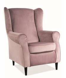 Čalouněné křeslo BERY velvet starorůžová/wenge