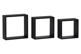 P-008 BK - Polička nástěnná, sada 3 ks, MDF, barva černá matná, baleno v ochranné fólii