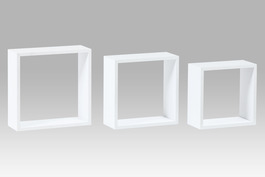 P-008 WT2 - Polička nástěnná, sada 3 ks, MDF, barva bílá matná, baleno v ochranné fólii