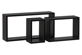 P-009 BK - Polička nástěnná, sada 3 ks, MDF, barva černá matná, baleno v ochranné fólii