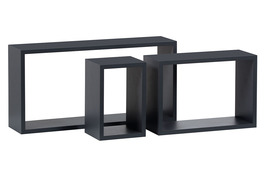 P-009 GREY2 - Polička nástěnná, sada 3 ks, MDF, barva šedá matná, baleno v ochranné fólii