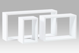 P-009 WT2 - Polička nástěnná, sada 3 ks, MDF, barva bílá matná, baleno v ochranné fólii