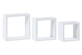 P-012 WT2 - Polička nástěnná, sada 3 ks, MDF, barva bílá matná, baleno v ochranné fólii