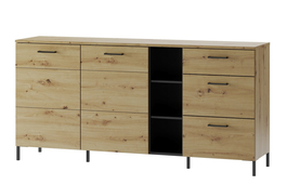 Komoda široká LUCAS 48 dub artisan/černá mat