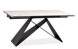 Jídelní stůl rozkládací WESTIN III Ceramic bílý mramor/černý mat