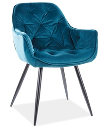 Jídelní čalouněná židle CHEERS velvet tyrkysová/černá