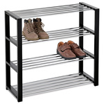 83168-14 BK - Botník, 4 kovové chromované police, masiv kaučukovník, černý matný lak