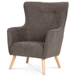 AK-313 LAN2 - Křeslo, potah lanýžová látka, dřevěné nohy, masiv kaučukovník