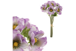 KUM3414-PUR - Sasanka - umělá kytice, 6 květů, barva světle fialová