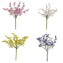 PRZ857295 - Větev umělá - drobné bobule, mix 4 barev, cena za 1 ks.