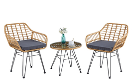 Zahradní set VARDEN (1x stůl + 2x křeslo) hnědý