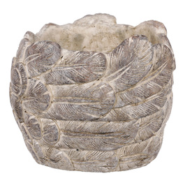 JUK1006 - Obal na květiny - betonový, dekor peříček