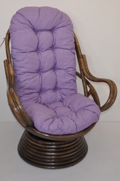 Ratanové houpací křeslo Swivel hnědé polstr fialový melír