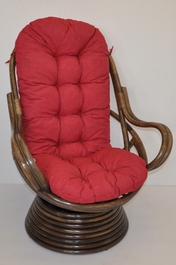 Ratanové houpací křeslo Swivel hnědé polstr vínový melír