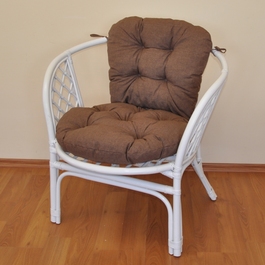 Ratanové křeslo Bahama bílé polstr hnědý melír