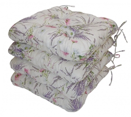 Sedák UNI Maxi motiv levandule + vlčí mák na bílé - set 4 kusy