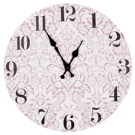 HA1642 - Hodiny nástěnné - pr. 34 cm, MDF, jemný květinový motiv