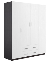 Šatní skříň 4D2S SANTOS wenge/bílá