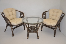 Ratanová sedací souprava Bahama hnědá 2+1, polstr béžový melír