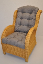 Ratanové křeslo Ear medové polstr šedý melír