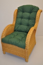 Ratanové křeslo Ear medové polstr tmavě zelený melír