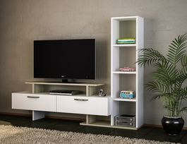 Televizní stolek s regálem MELROSE bílá/cordoba