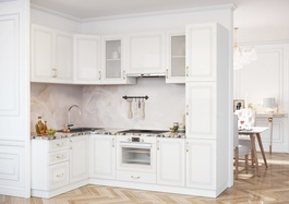 Kuchyně RIZAM rohová bílá/bílá lesk