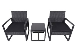 Zahradní ratanový set MADEIRA 2 křesla + 1 stůl černá