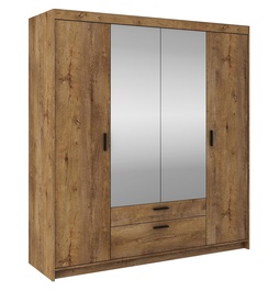 Šatní skříň ELINA 4D dub lefkas/zrcadlo