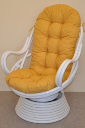 Ratanové houpací křeslo Swivel bílé polstr žlutý melír