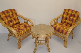 Ratanová sedací souprava Rio De Janeiro 2+1 medová polstry okrová kostka