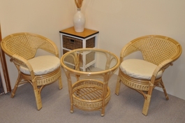 Ratanová sedací souprava Kina medová polstr béžový melír