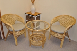 Ratanová sedací souprava Kina medová polstr tmavě béžový melír