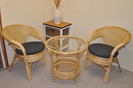 Ratanová sedací souprava Kina medová polstr tmavě šedý melír